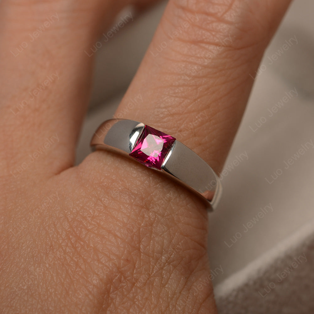 Gender Neutral Ruby Solitaire Ring - LUO Jewelry