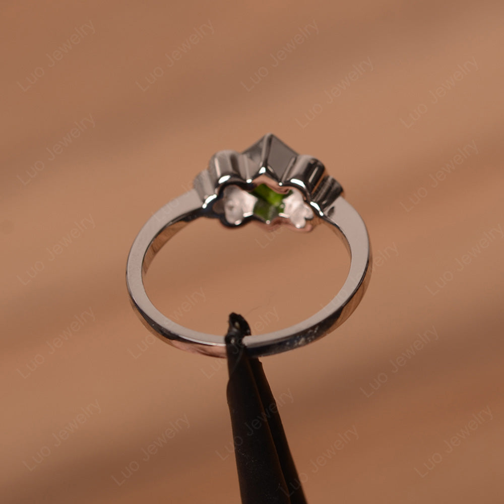 Dainty Diopside Ring Square Cut Bezel Set - LUO Jewelry