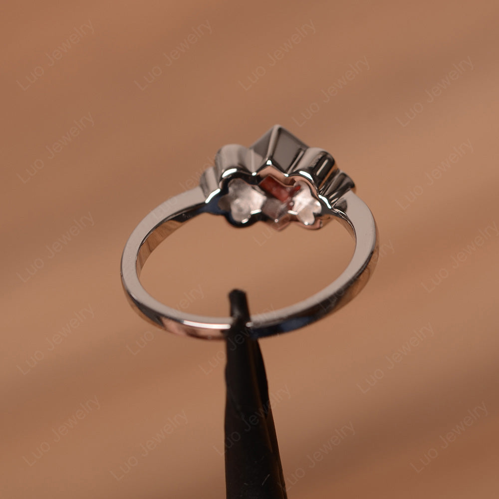 Dainty Garnet Ring Princess Cut Bezel Set - LUO Jewelry