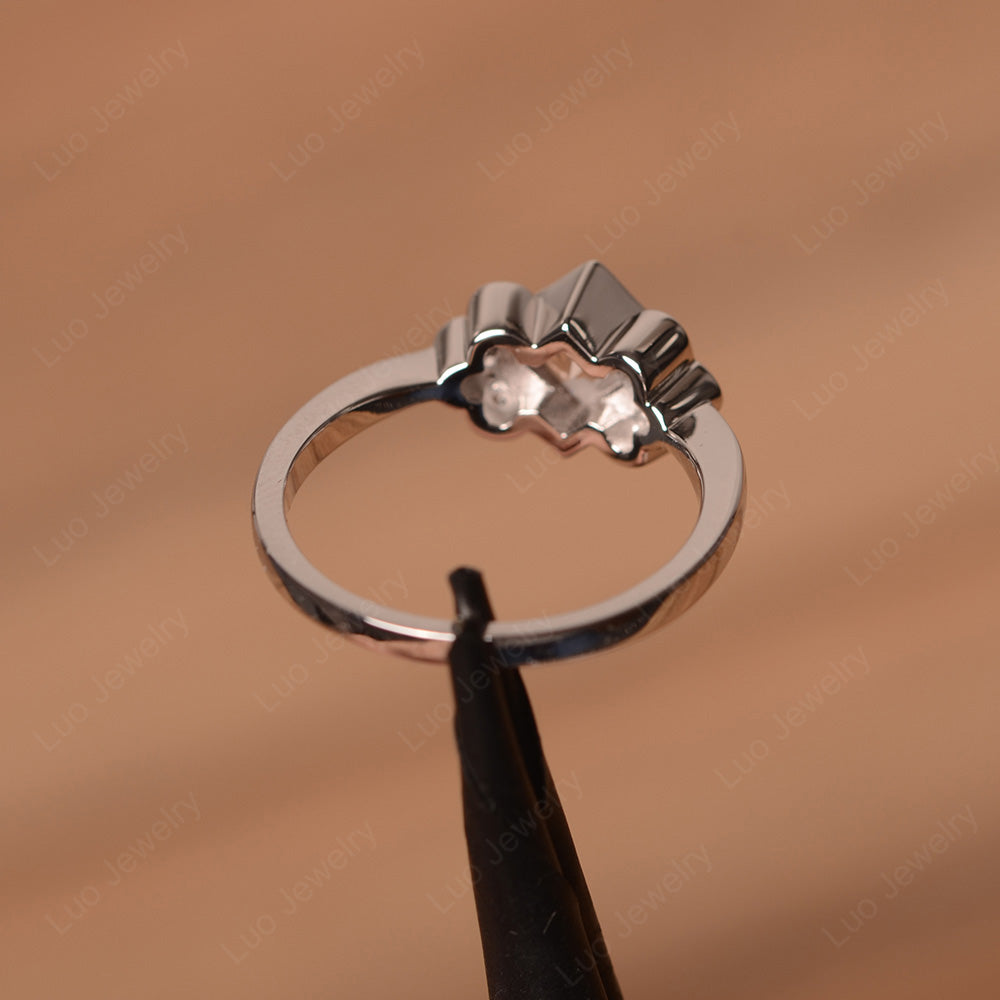 Dainty Morganite Ring Princess Cut Bezel Set - LUO Jewelry