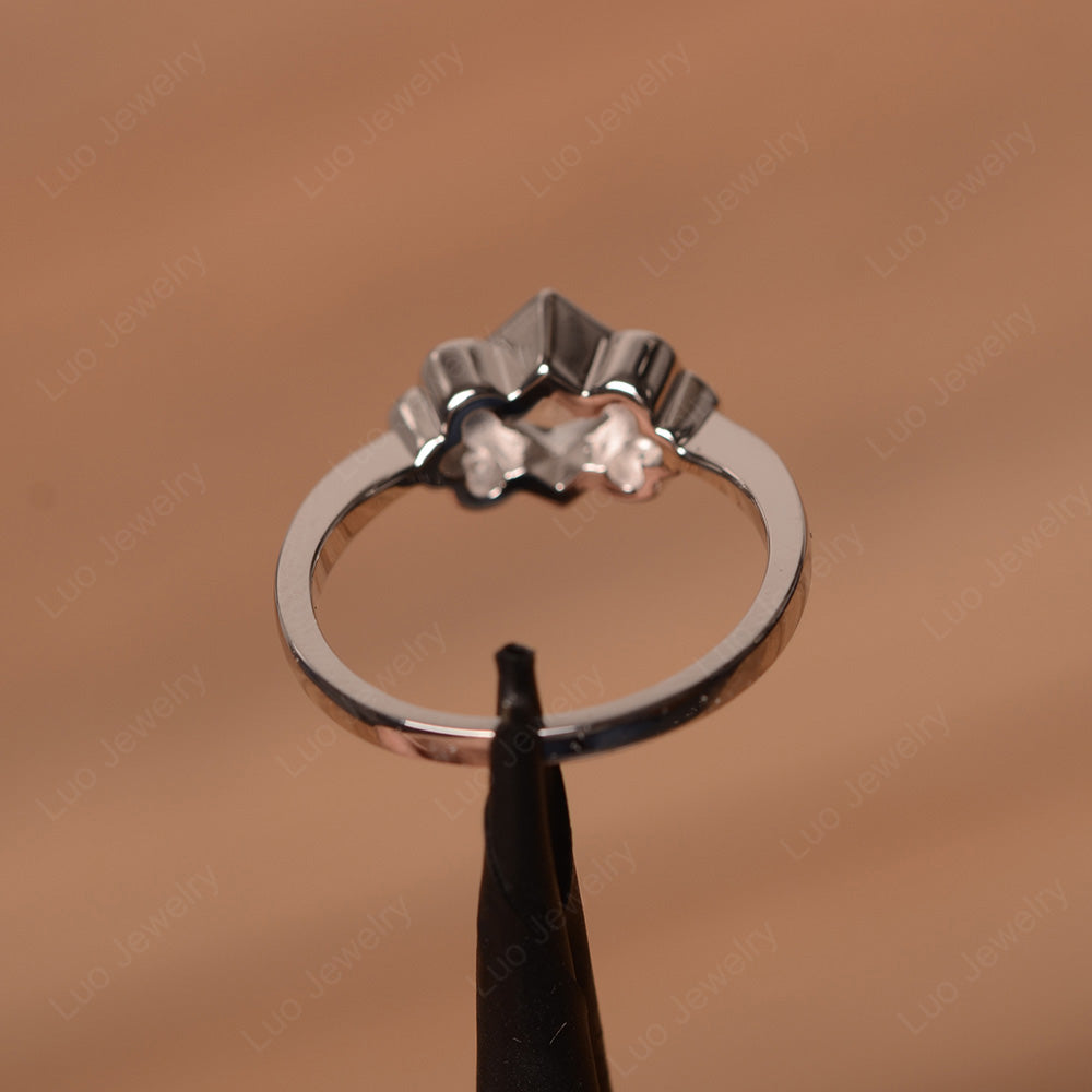 Dainty White Topaz Ring Square Cut Bezel Set - LUO Jewelry