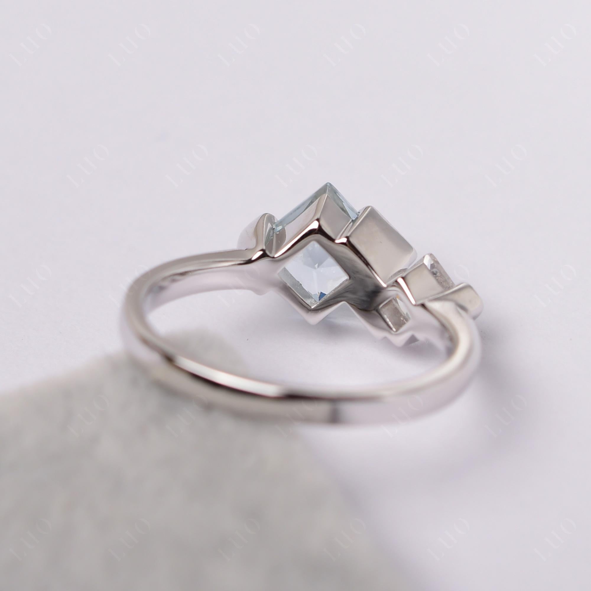 Kite Set 2 Stone Princess Cut Aquamarine Ring - LUO Jewelry