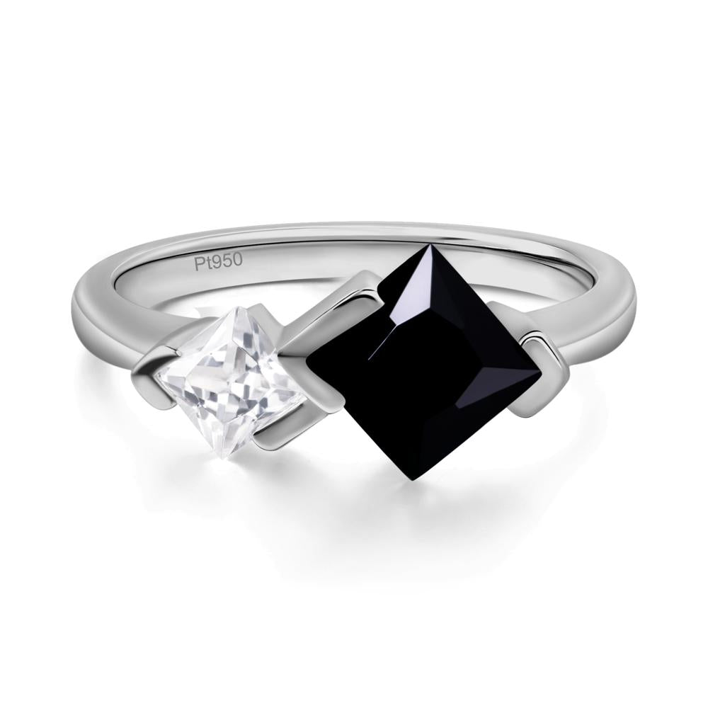 Kite Set 2 Stone Princess Cut Black Spinel Ring - LUO Jewelry #metal_platinum