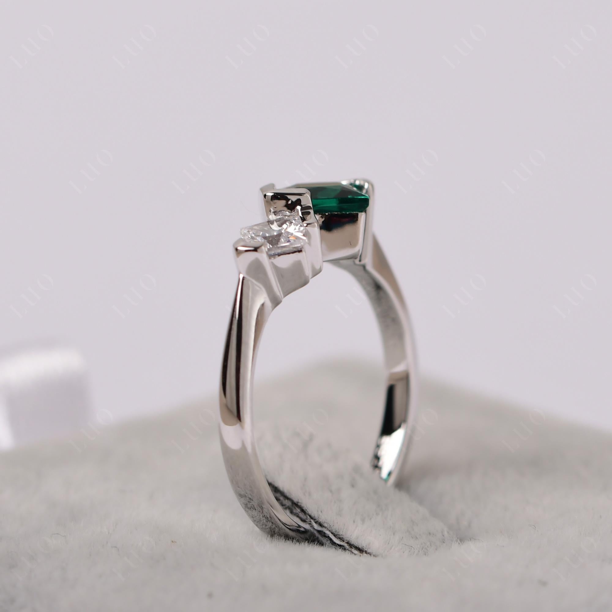 Kite Set 2 Stone Princess Cut Emerald Ring - LUO Jewelry