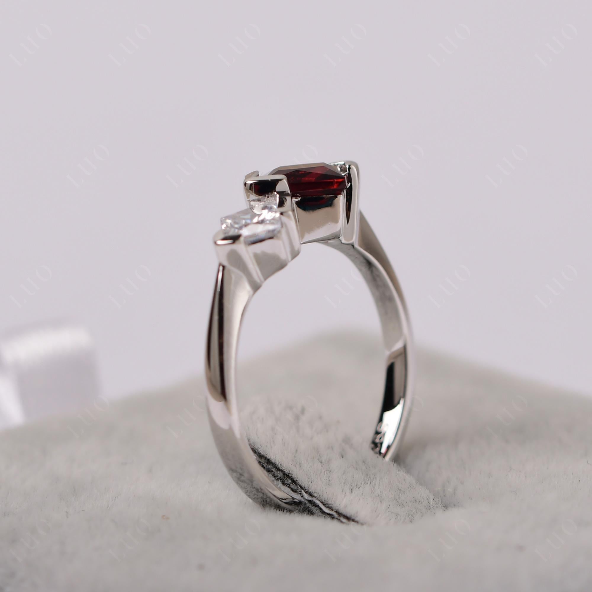Kite Set 2 Stone Princess Cut Garnet Ring - LUO Jewelry