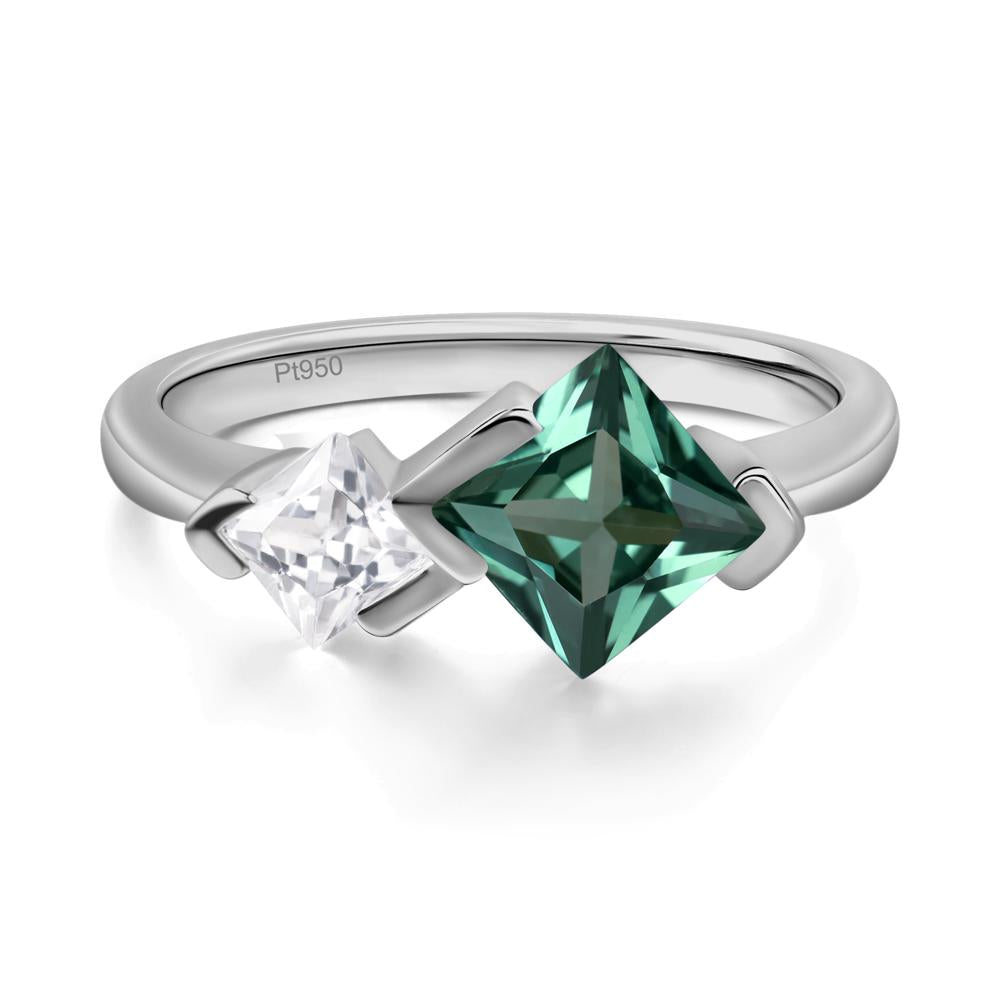 Kite Set 2 Stone Princess Cut Lab Created Green Sapphire Ring - LUO Jewelry #metal_platinum