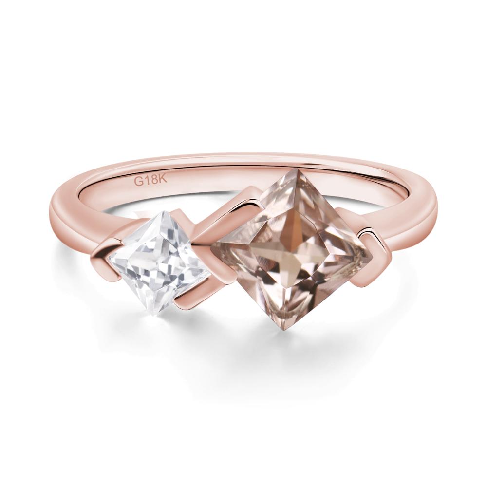 Kite Set 2 Stone Princess Cut Morganite Ring - LUO Jewelry #metal_18k rose gold