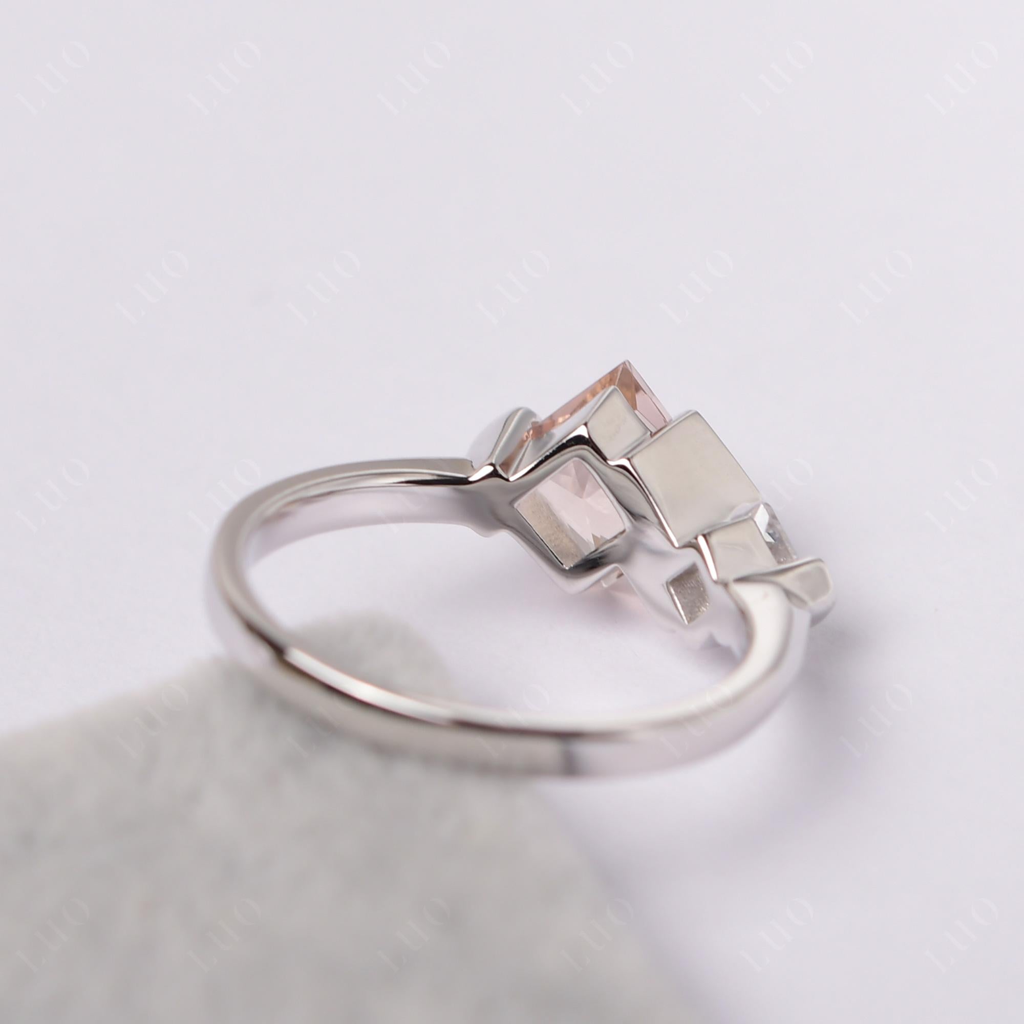 Kite Set 2 Stone Princess Cut Morganite Ring - LUO Jewelry