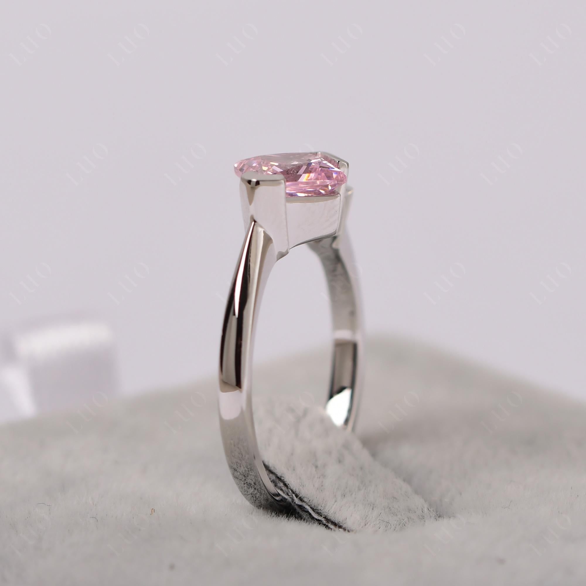 Kite Set 2 Stone Princess Cut Pink Cubic Zirconia Ring - LUO Jewelry