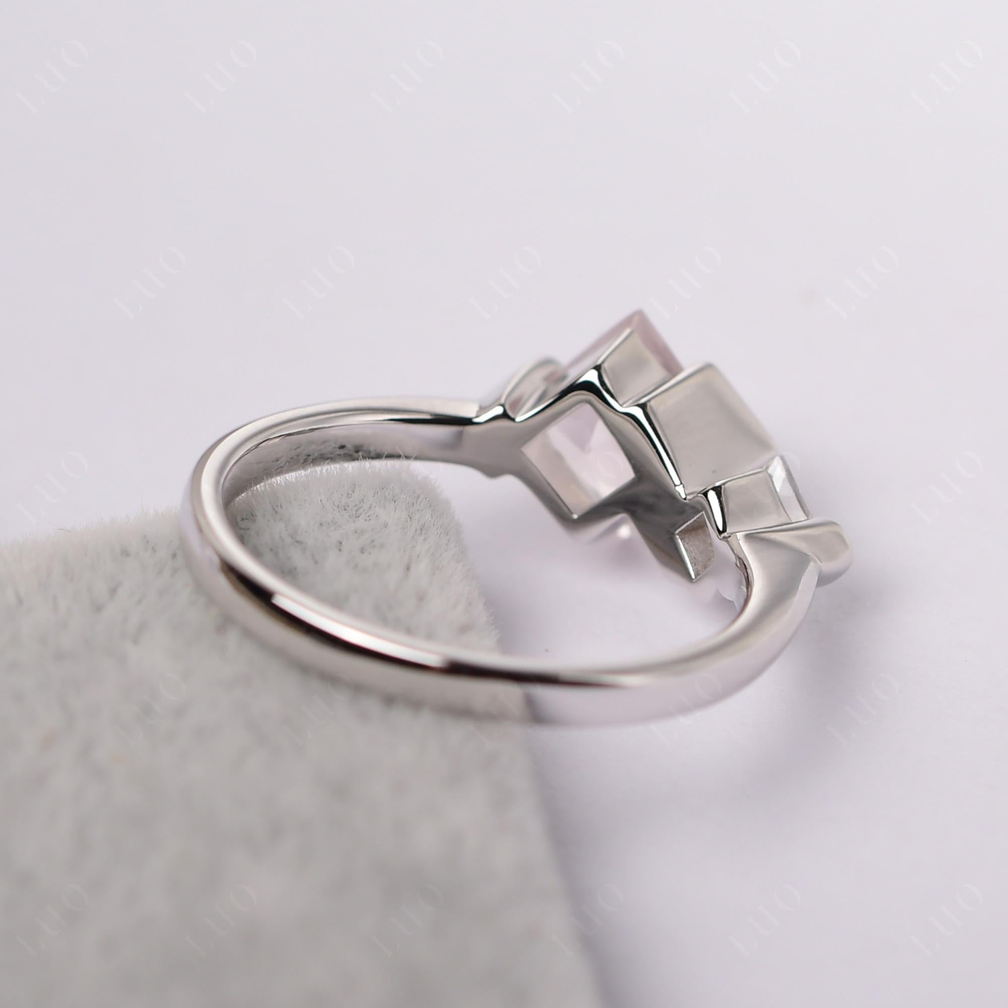 Kite Set 2 Stone Princess Cut Rose Quartz Ring - LUO Jewelry