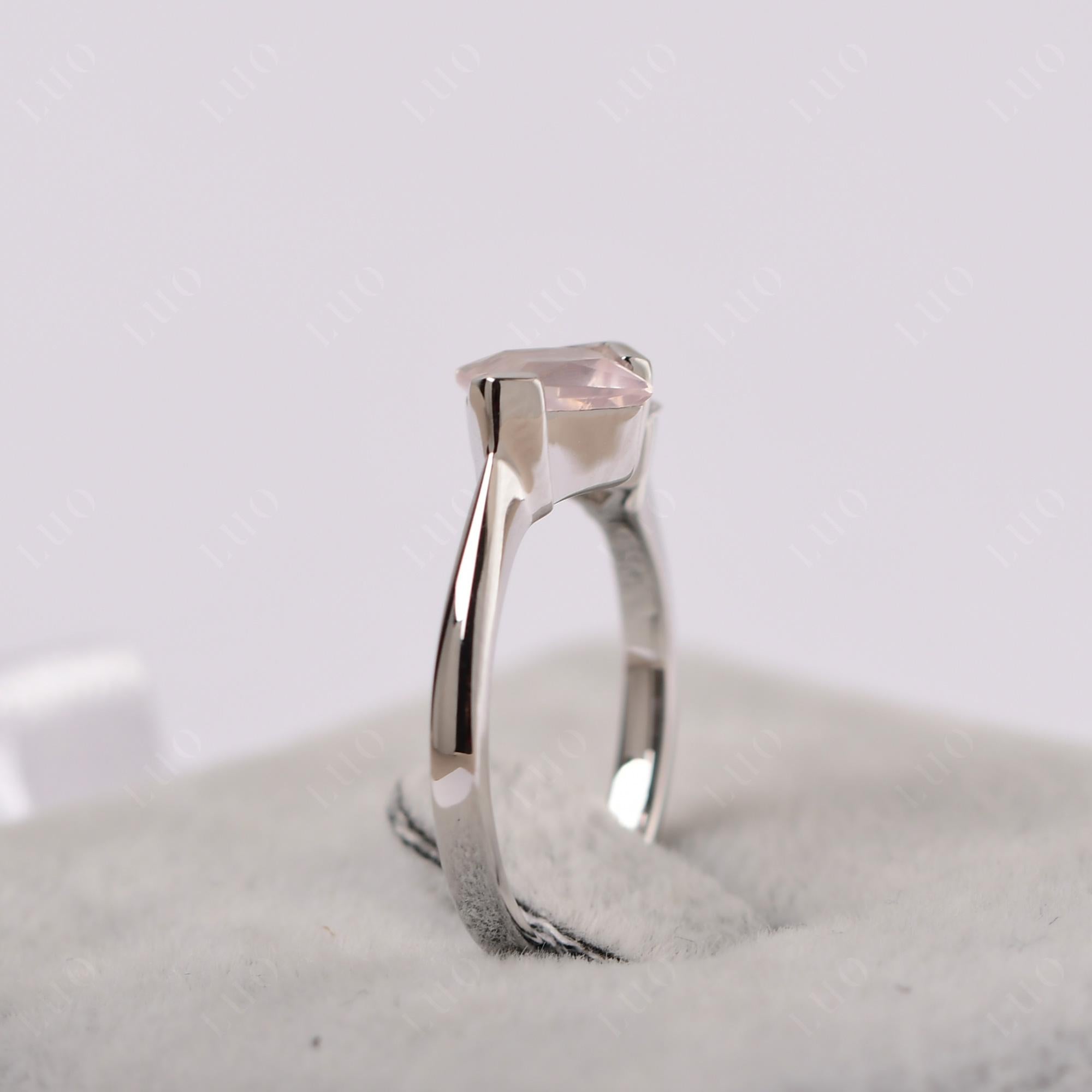 Kite Set 2 Stone Princess Cut Rose Quartz Ring - LUO Jewelry