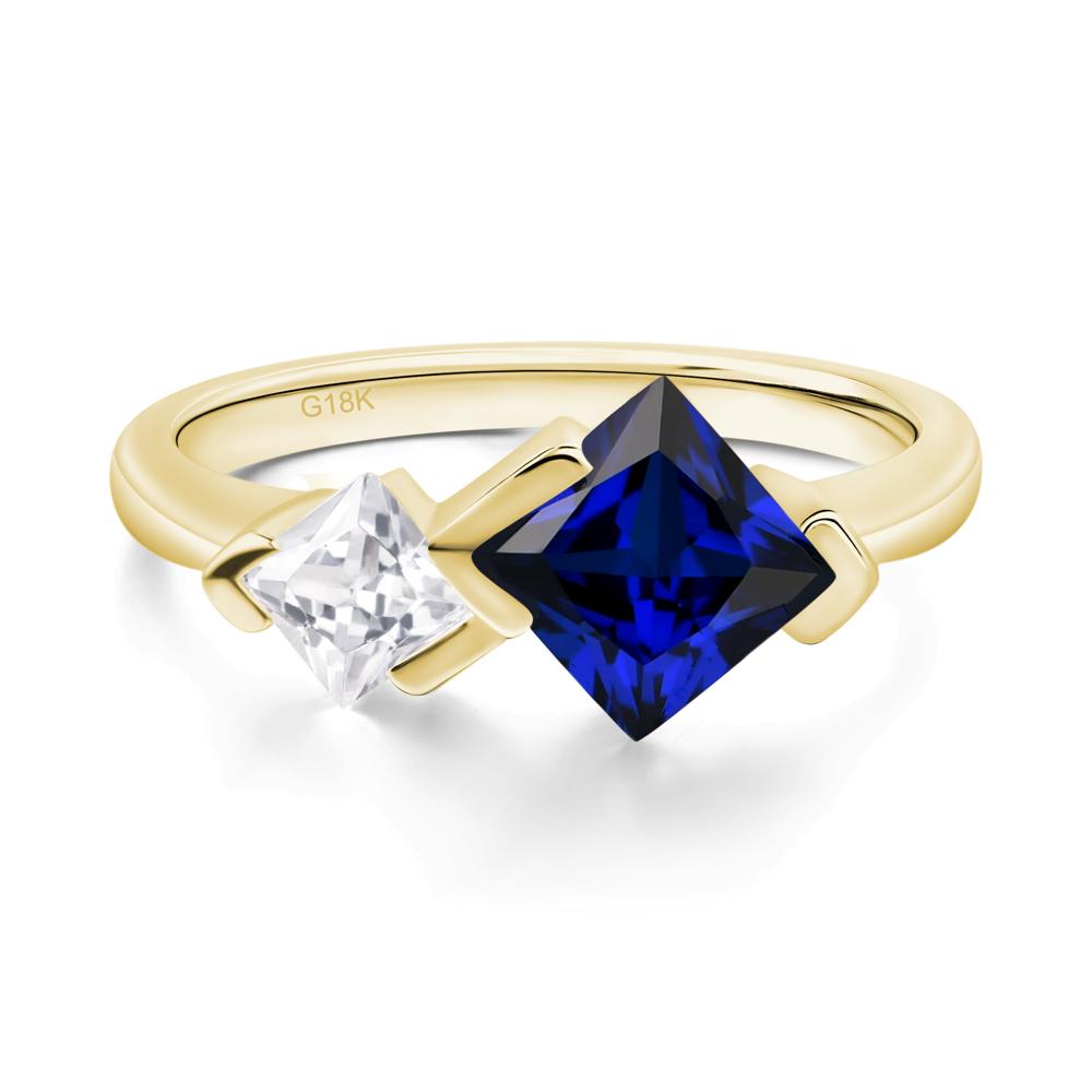 Kite Set 2 Stone Princess Cut Sapphire Ring - LUO Jewelry #metal_18k yellow gold