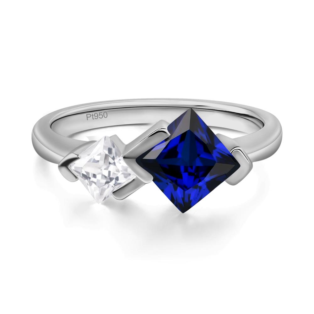 Kite Set 2 Stone Princess Cut Sapphire Ring - LUO Jewelry #metal_platinum