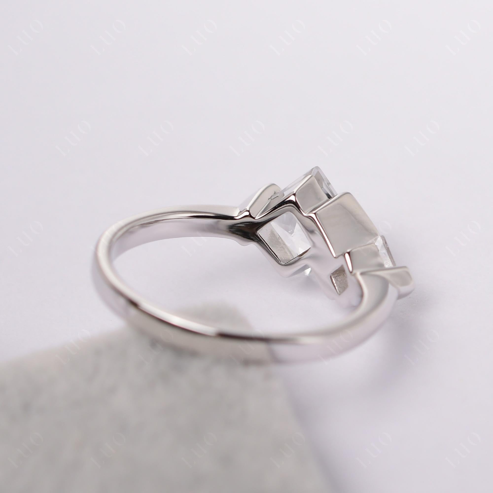 Kite Set 2 Stone Princess Cut White Topaz Ring - LUO Jewelry