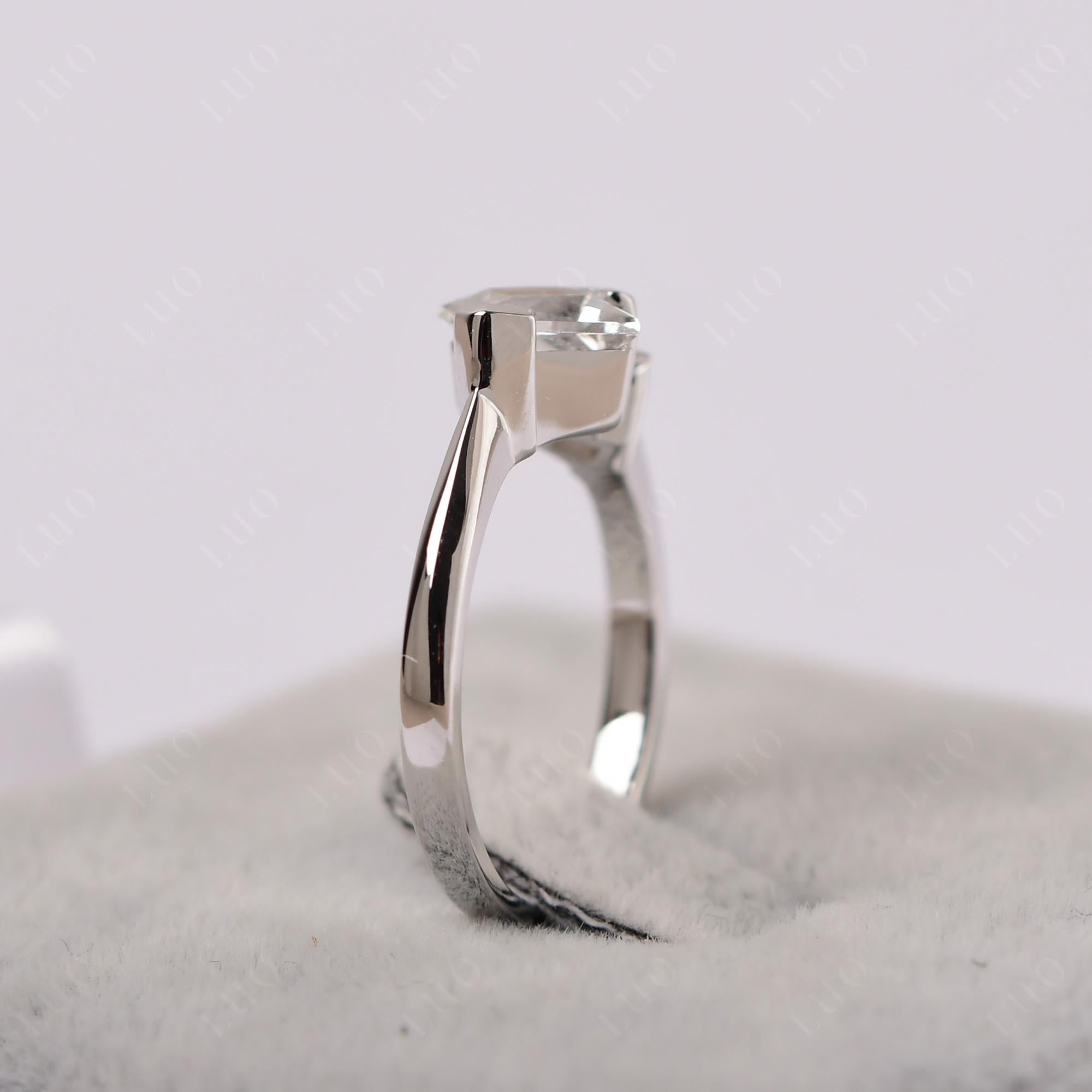 Kite Set 2 Stone Princess Cut White Topaz Ring - LUO Jewelry