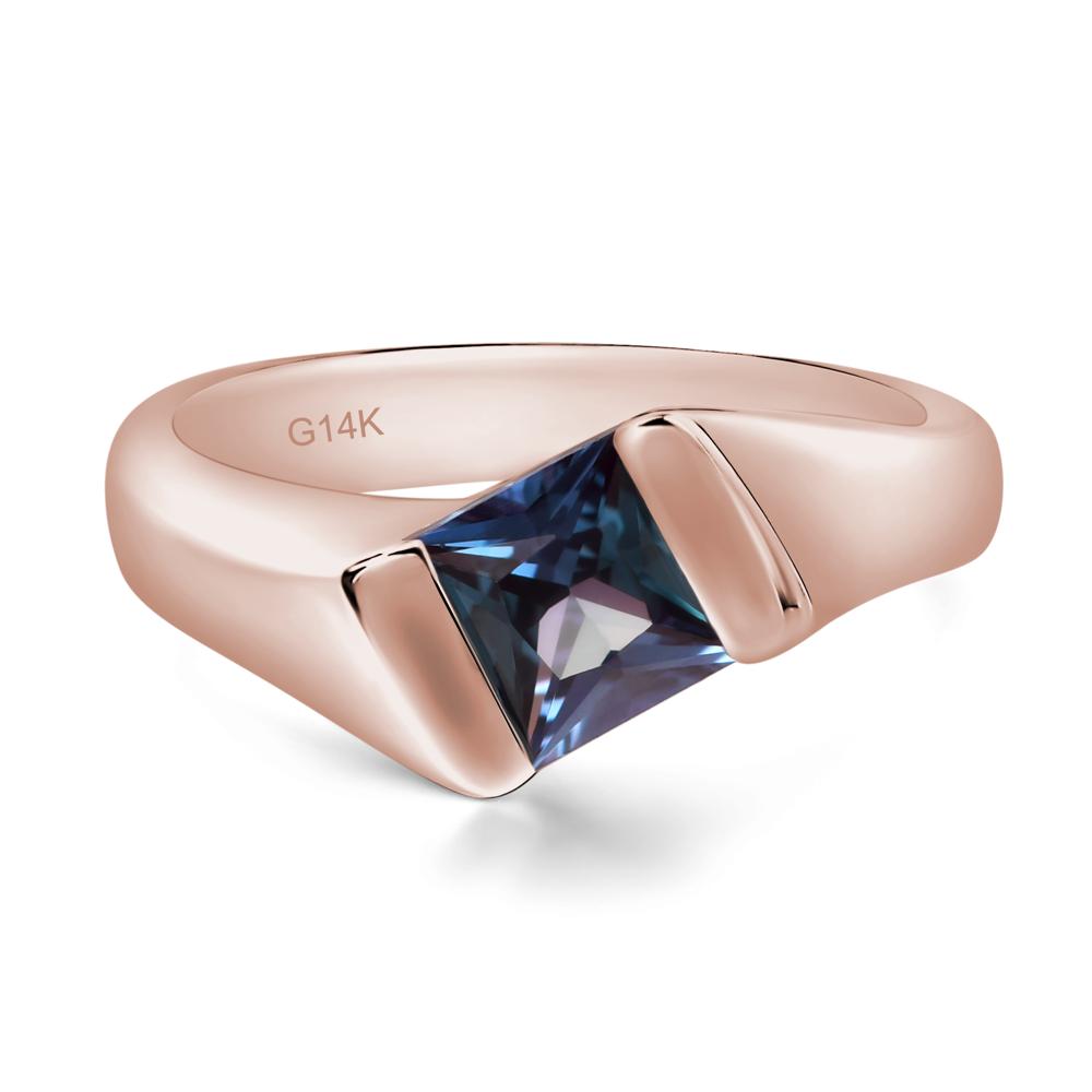 Simple Lab Grown Alexandrite Bypass Ring - LUO Jewelry #metal_14k rose gold
