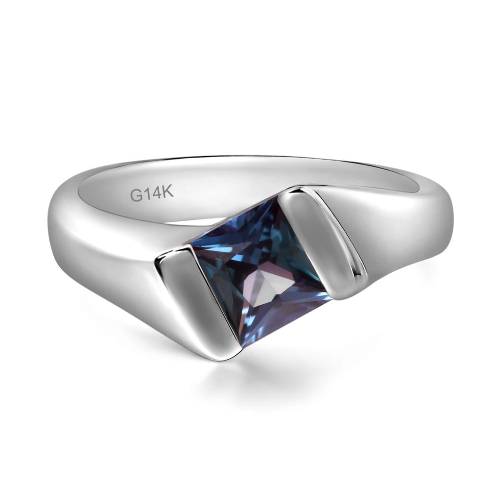 Simple Lab Grown Alexandrite Bypass Ring - LUO Jewelry #metal_14k white gold