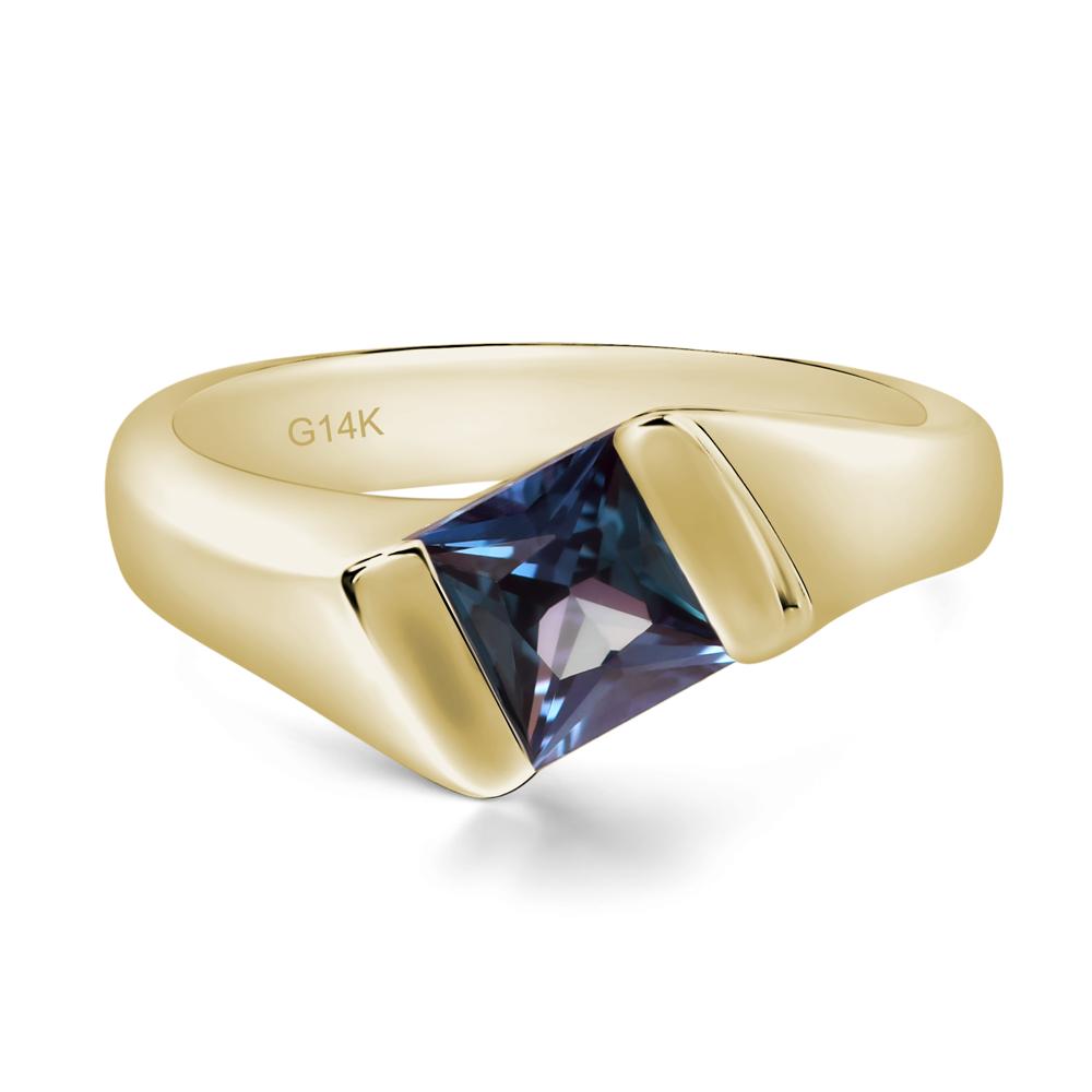 Simple Lab Grown Alexandrite Bypass Ring - LUO Jewelry #metal_14k yellow gold