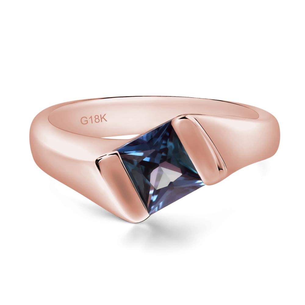Simple Lab Grown Alexandrite Bypass Ring - LUO Jewelry #metal_18k rose gold