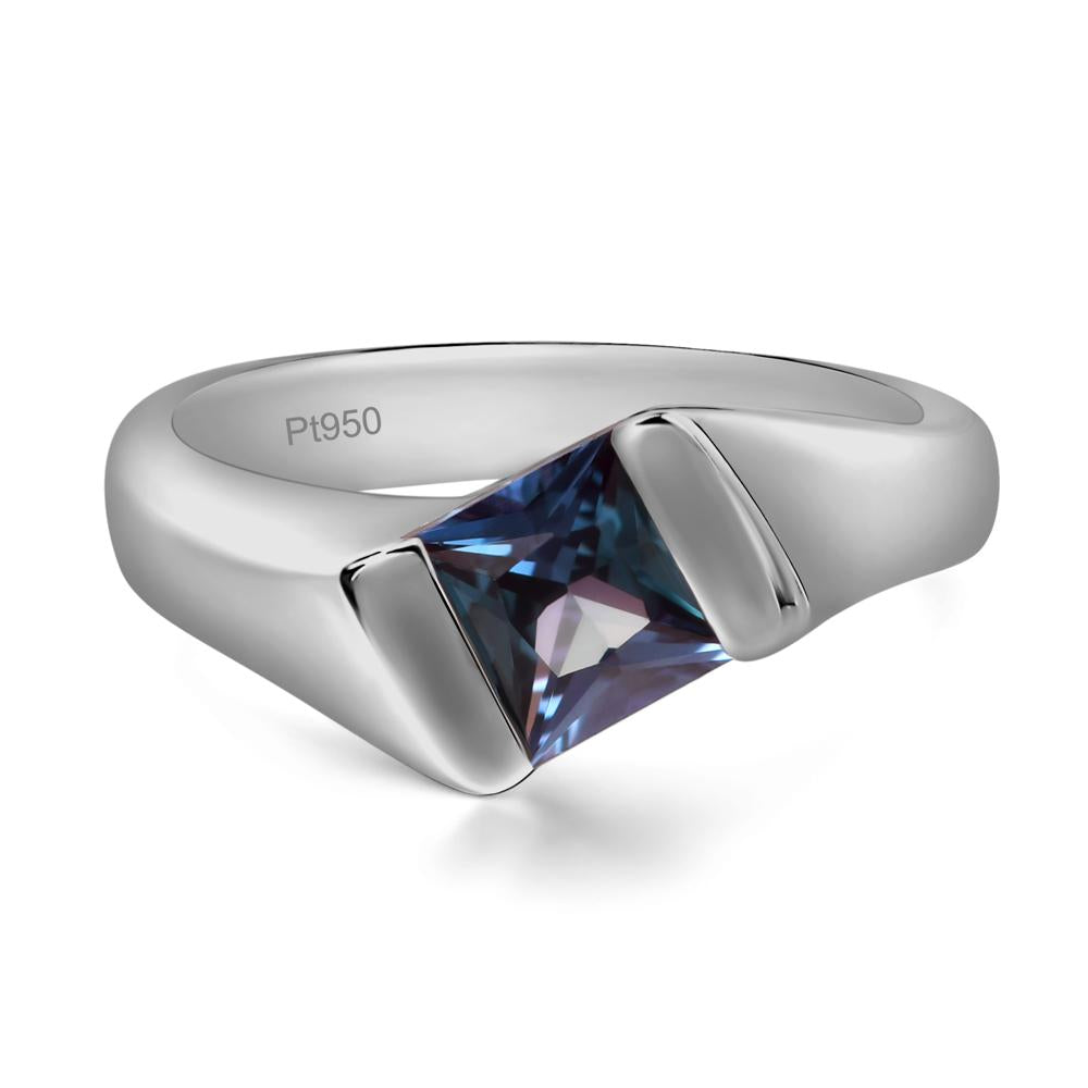 Simple Lab Grown Alexandrite Bypass Ring - LUO Jewelry #metal_platinum