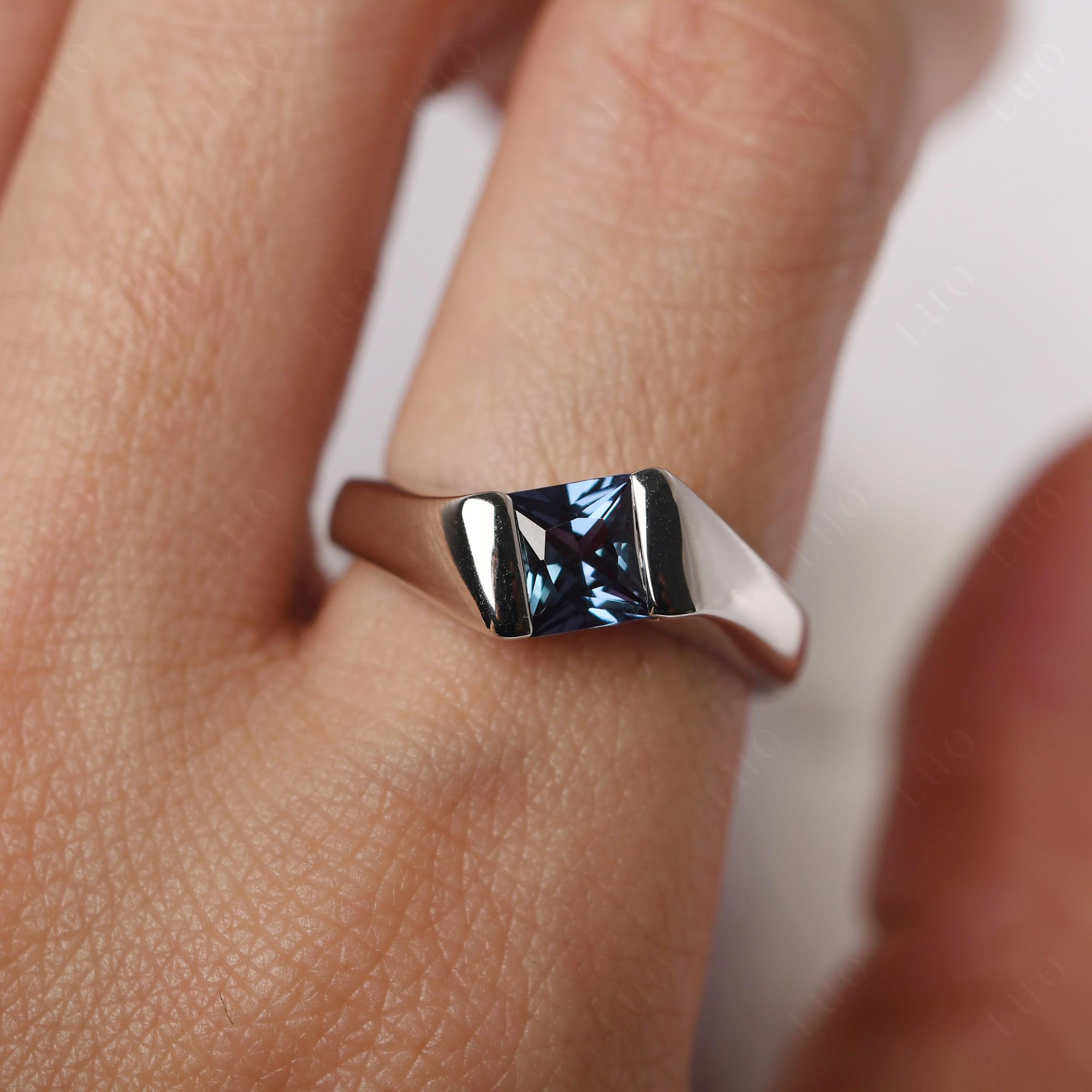 Simple Lab Grown Alexandrite Bypass Ring - LUO Jewelry