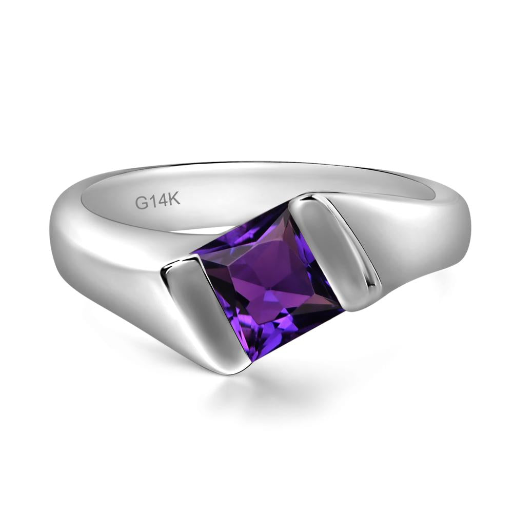 Simple Amethyst Bypass Ring - LUO Jewelry #metal_14k white gold