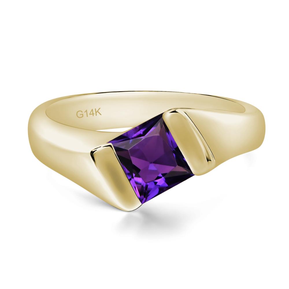 Simple Amethyst Bypass Ring - LUO Jewelry #metal_14k yellow gold