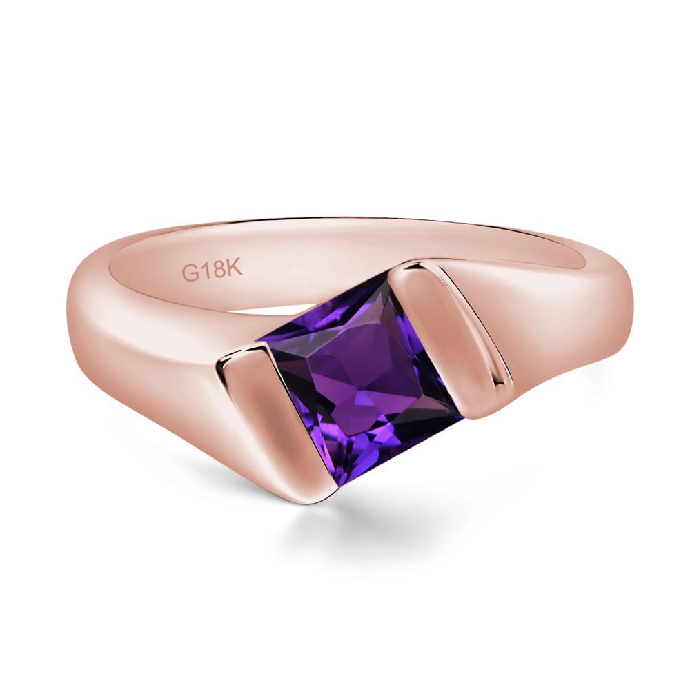 Simple Amethyst Bypass Ring - LUO Jewelry #metal_18k rose gold