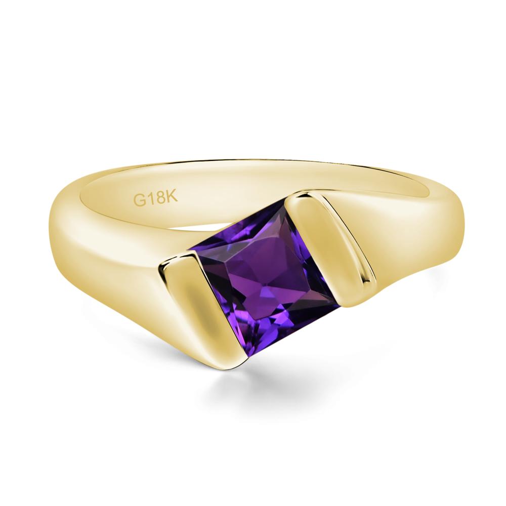 Simple Amethyst Bypass Ring - LUO Jewelry #metal_18k yellow gold