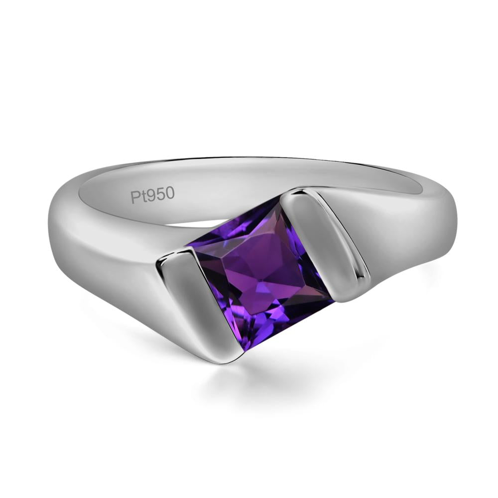 Simple Amethyst Bypass Ring - LUO Jewelry #metal_platinum