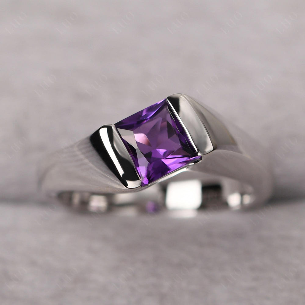 Mens Amethyst Ring Sterling Silver - LUO Jewelry