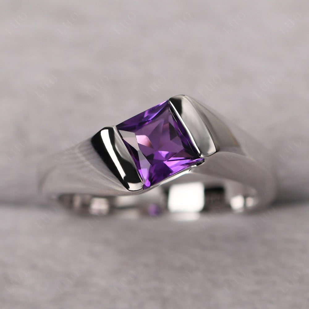 Round Amethyst Men's Ring in Sterling Silver|Colt Men's Ring with Round Amethyst