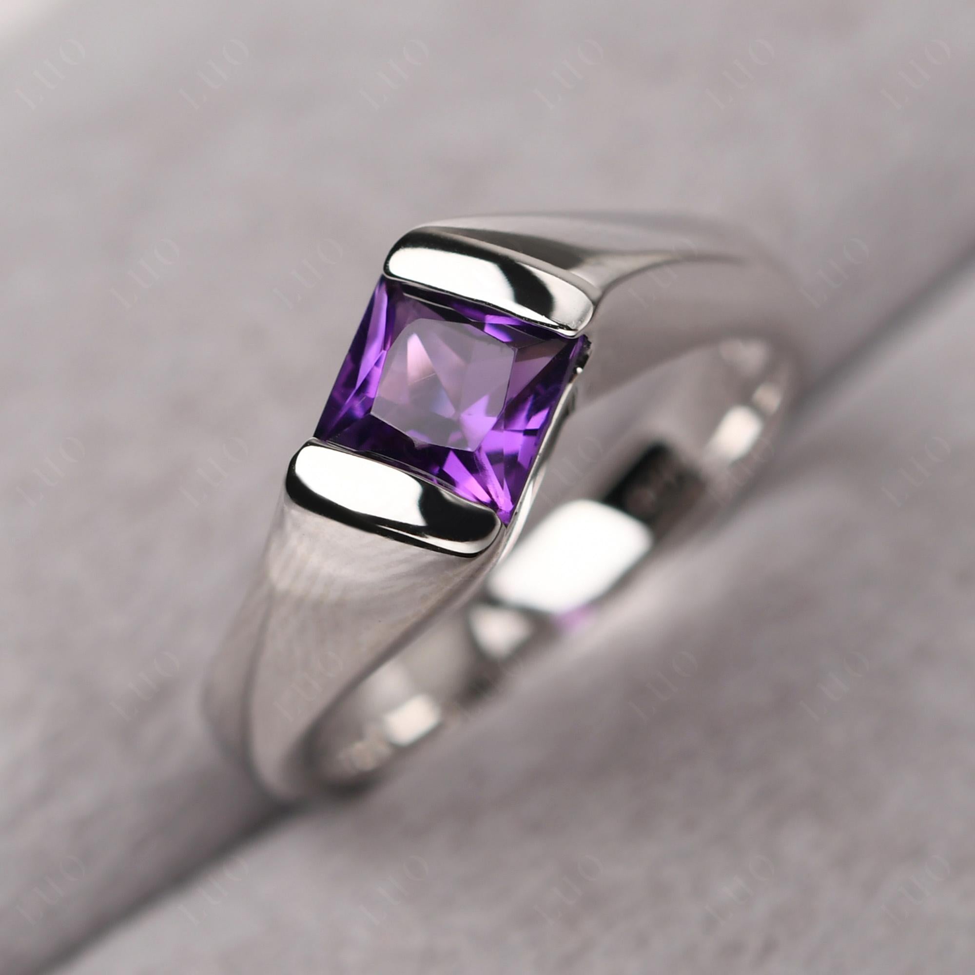 Simple Amethyst Bypass Ring - LUO Jewelry