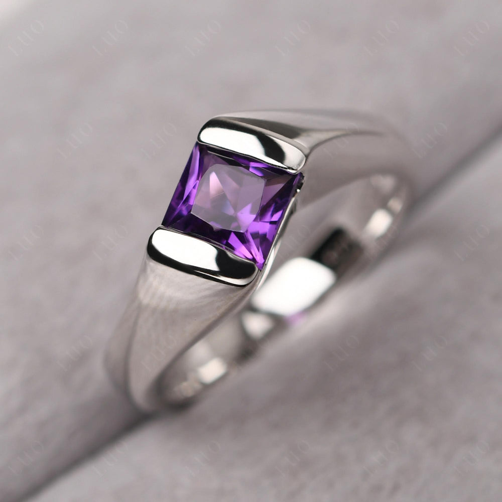 Mens Amethyst Ring Sterling Silver - LUO Jewelry