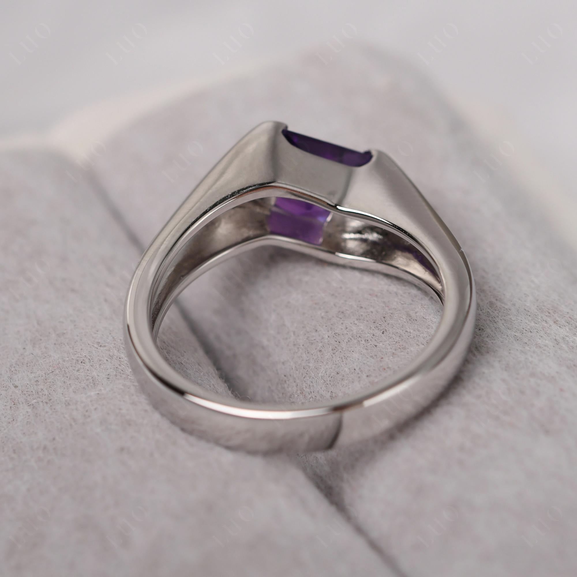 Simple Amethyst Bypass Ring - LUO Jewelry