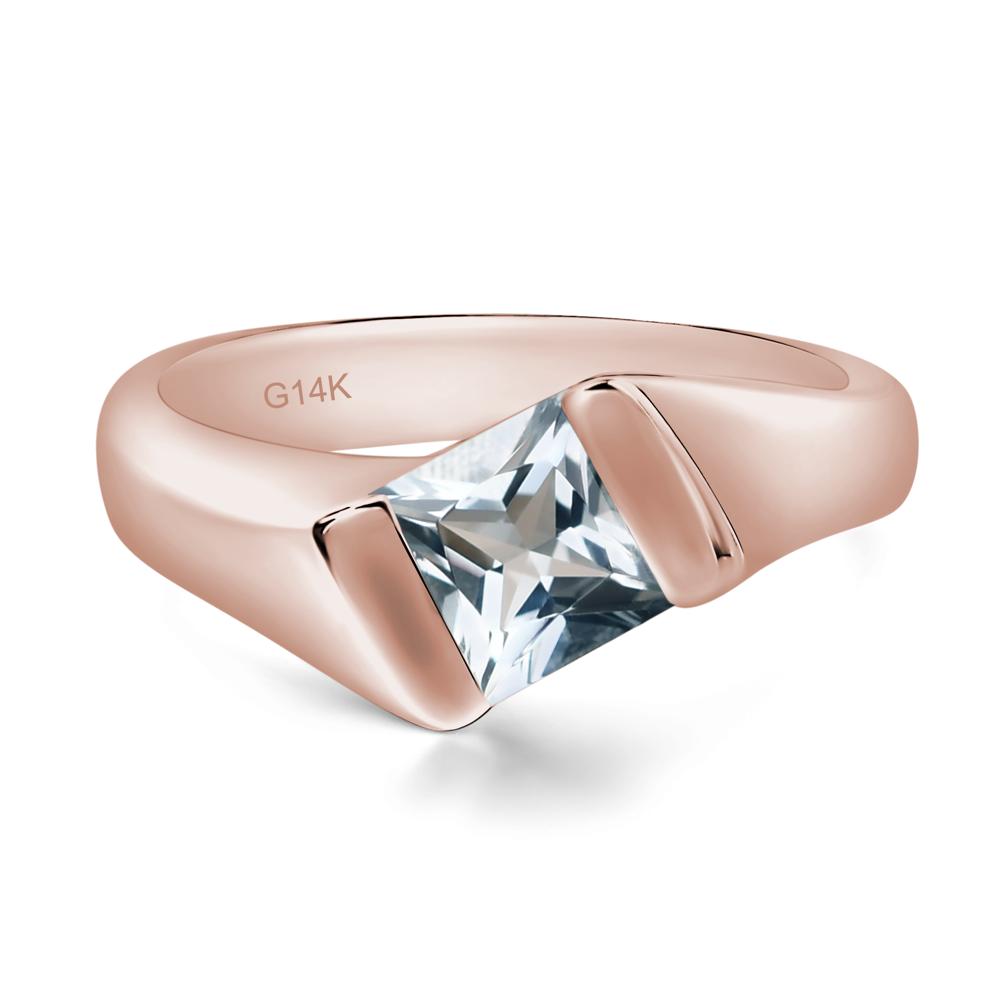 Simple Aquamarine Bypass Ring - LUO Jewelry #metal_14k rose gold