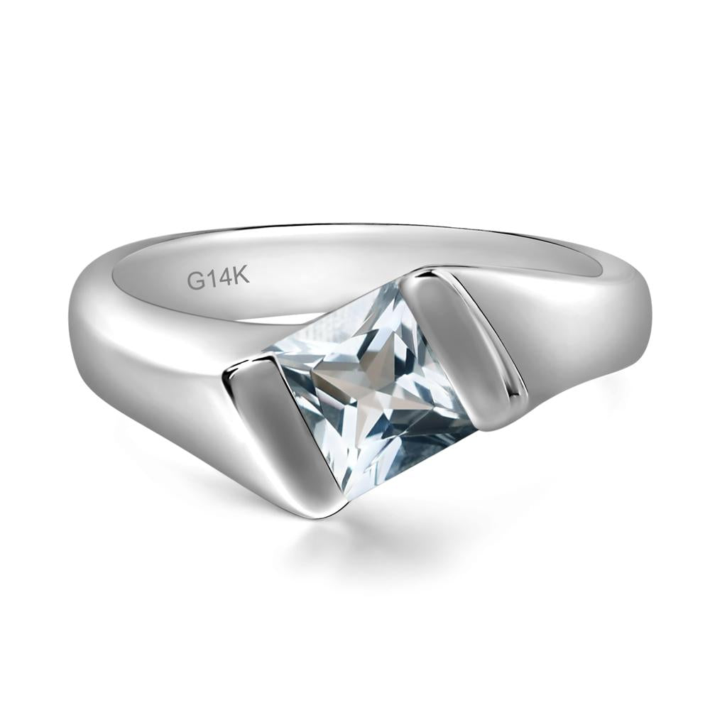 Simple Aquamarine Bypass Ring - LUO Jewelry #metal_14k white gold