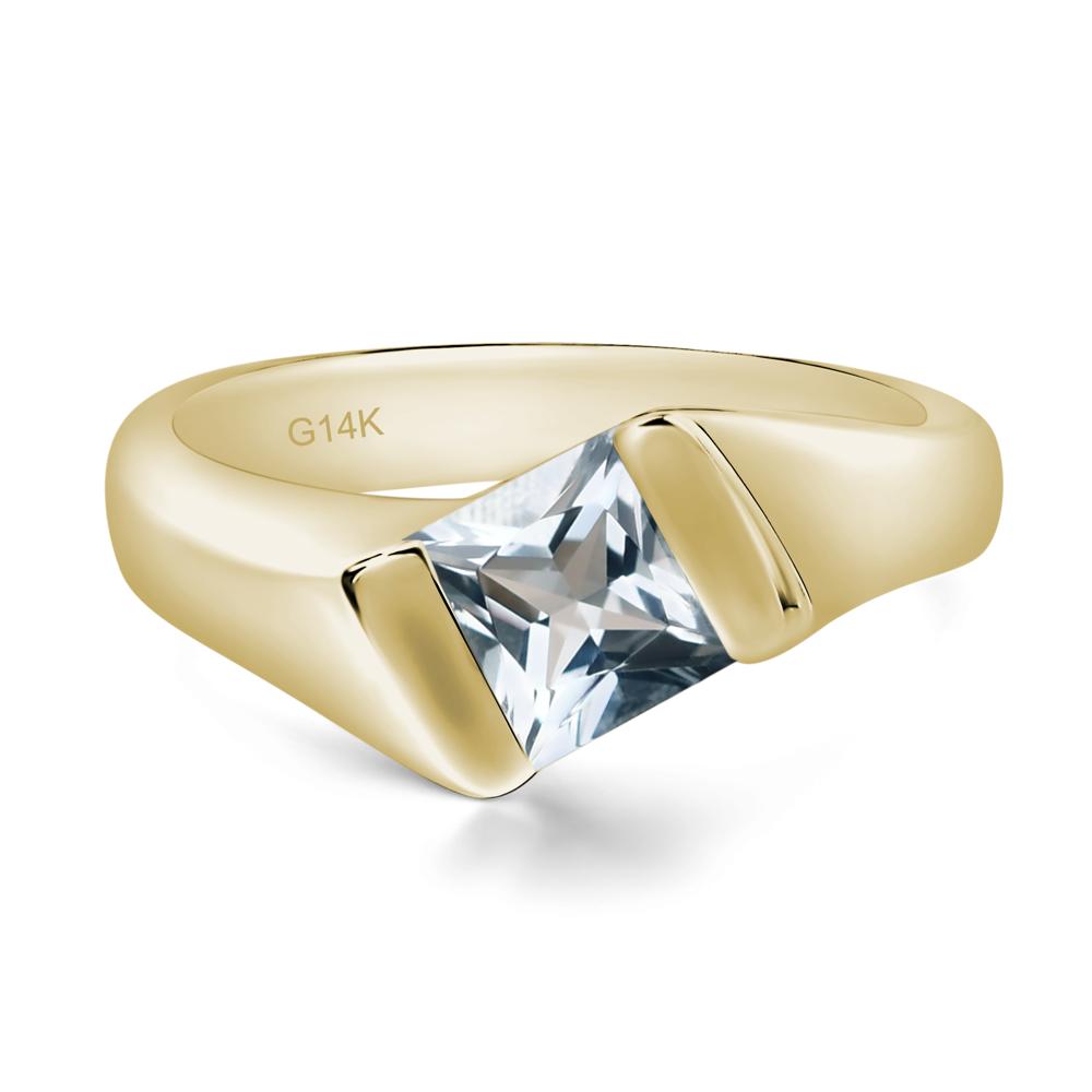 Simple Aquamarine Bypass Ring - LUO Jewelry #metal_14k yellow gold