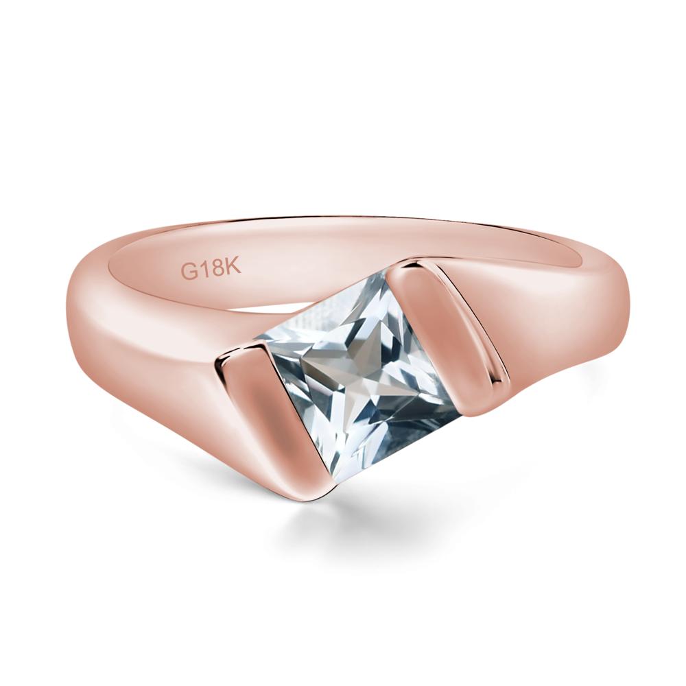 Simple Aquamarine Bypass Ring - LUO Jewelry #metal_18k rose gold