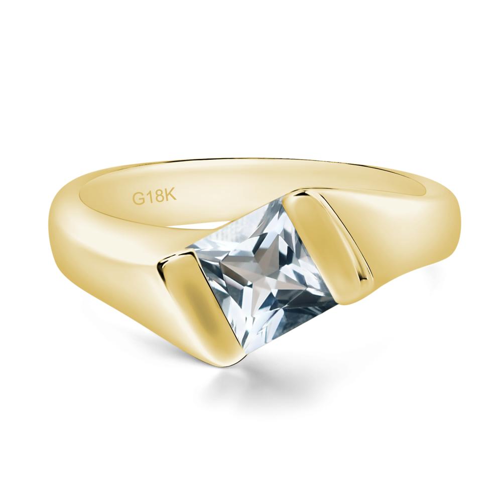 Simple Aquamarine Bypass Ring - LUO Jewelry #metal_18k yellow gold
