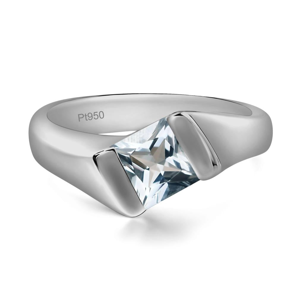 Simple Aquamarine Bypass Ring - LUO Jewelry #metal_platinum