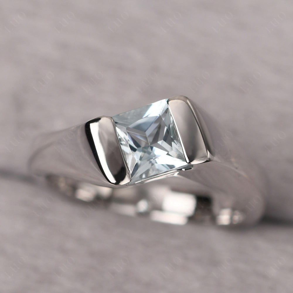 Mens Aquamarine Ring Sterling Silver - LUO Jewelry