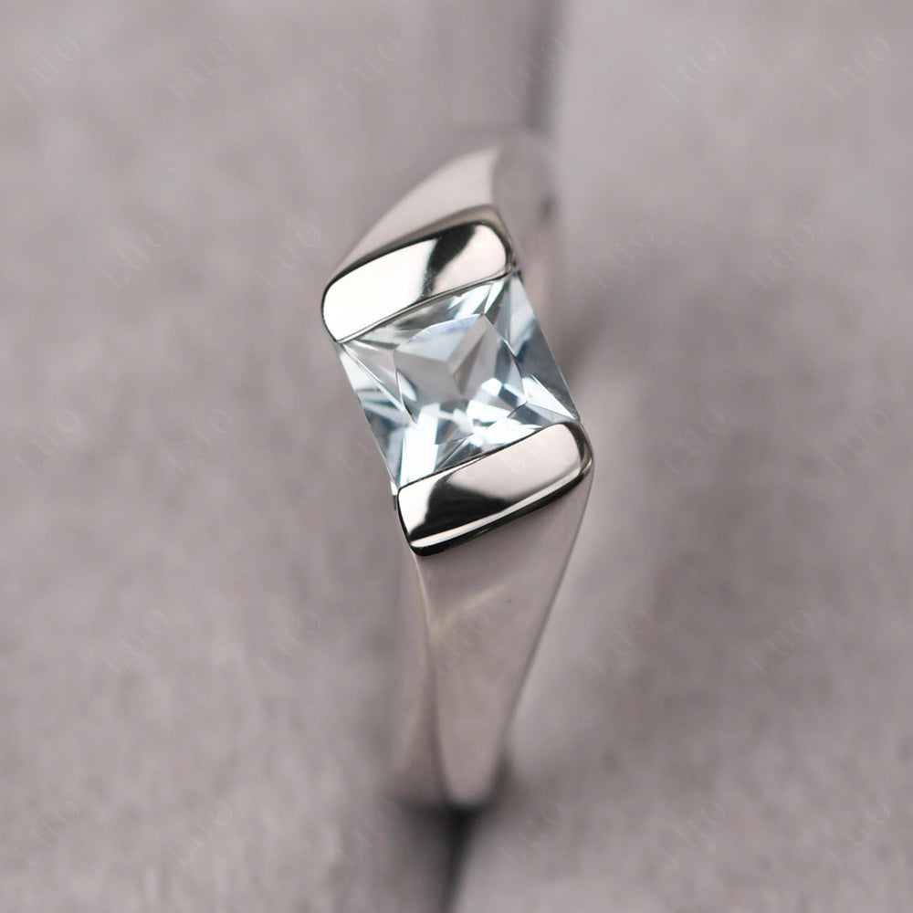 Mens Aquamarine Ring Sterling Silver - LUO Jewelry