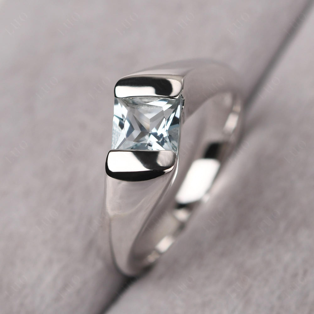 Mens Aquamarine Ring Sterling Silver - LUO Jewelry