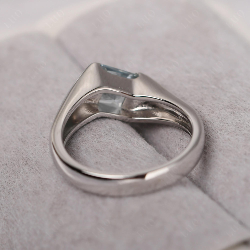 Mens Aquamarine Ring Sterling Silver - LUO Jewelry