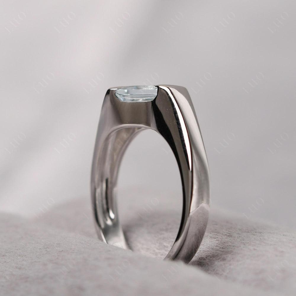 Mens Aquamarine Ring Sterling Silver - LUO Jewelry