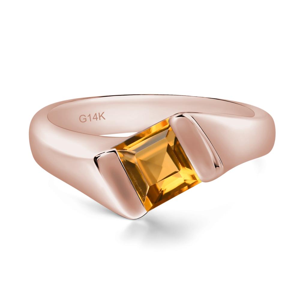 Simple Citrine Bypass Ring - LUO Jewelry #metal_14k rose gold