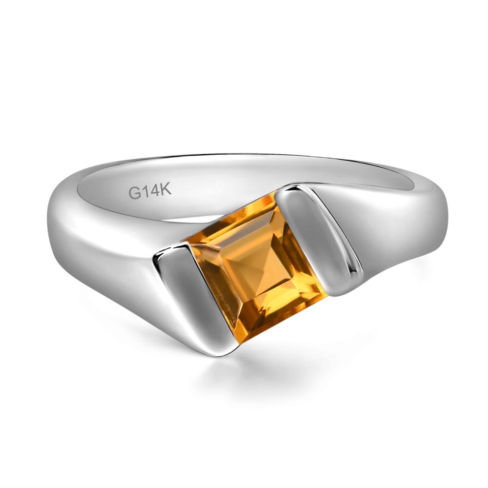 Simple Citrine Bypass Ring - LUO Jewelry #metal_14k white gold