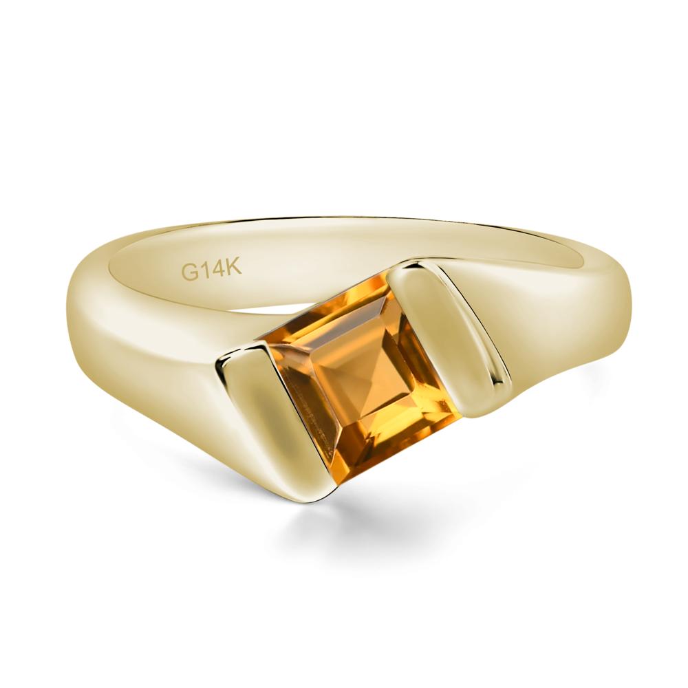 Simple Citrine Bypass Ring - LUO Jewelry #metal_14k yellow gold