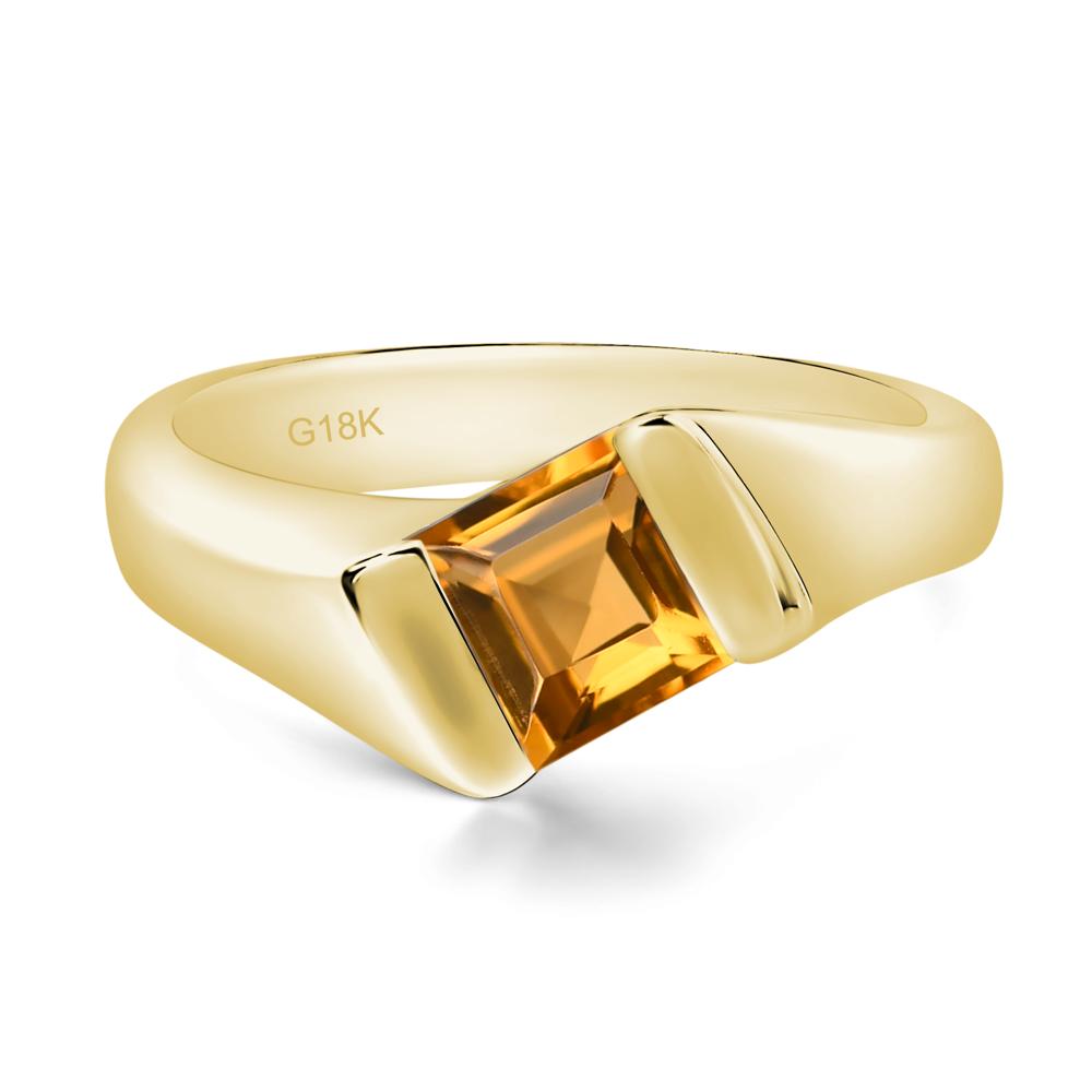 Simple Citrine Bypass Ring - LUO Jewelry #metal_18k yellow gold